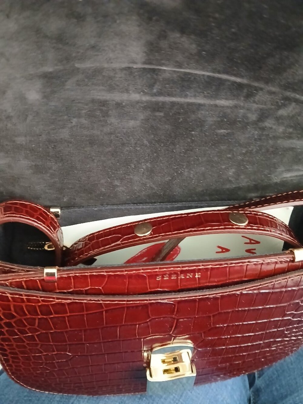 SEZANE "Claude" Brown Leather Crossbody Bag - Picture 10 of 11
